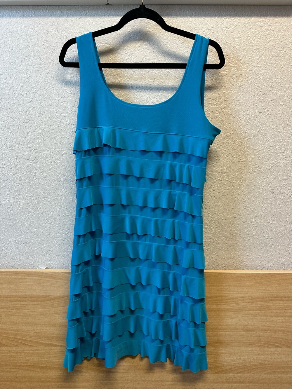 Sleeveless Blue Ruffle Layer Dress